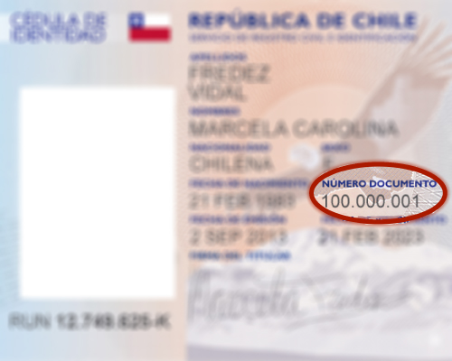 Ejemplo de dónde aparece el número de documento